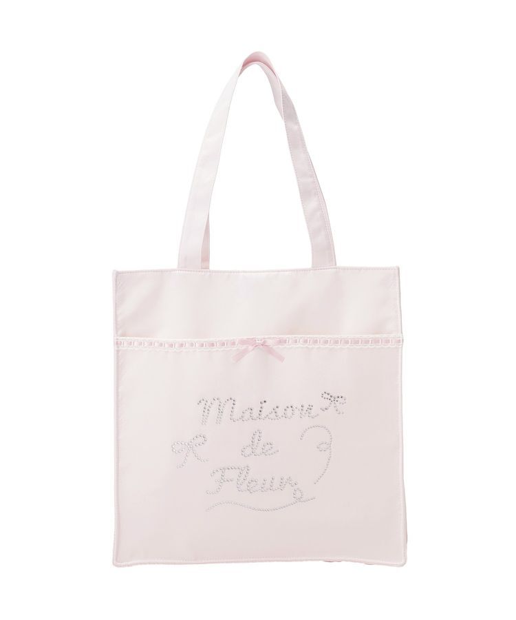 Maison de FLEUR「サテンレースビジューロゴトート」|トートバッグ|