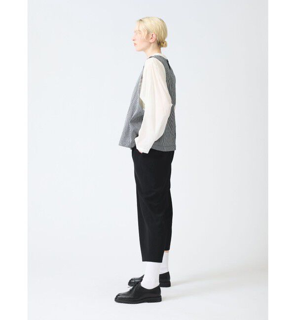 mizuiro ind「mizuiro ind ヒッコリークルーネックショートベスト」|ベスト・ジレ|