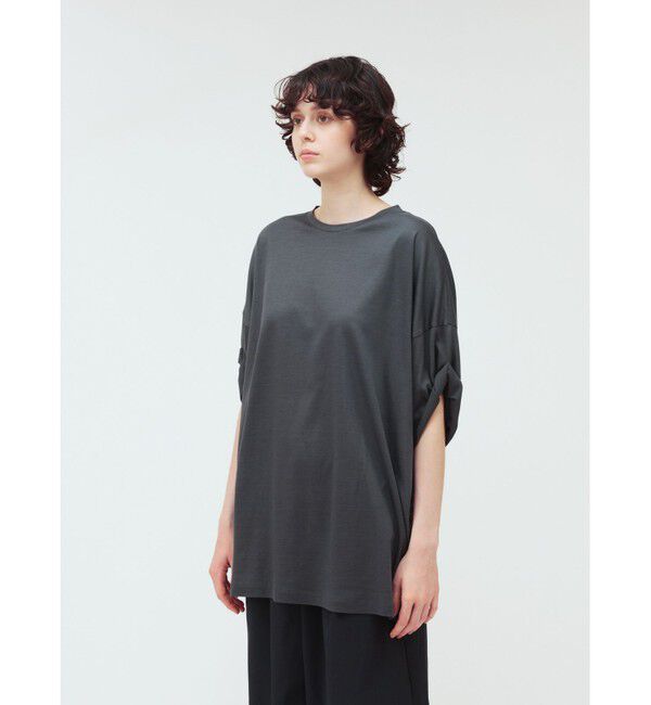 mizuiro ind「mizuiro ind ロールアップスリーブワイドT」|Tシャツ・カットソー|