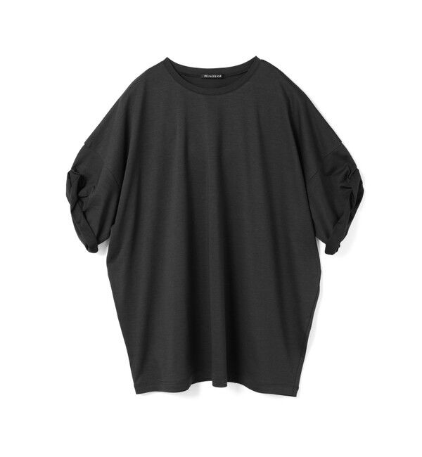 mizuiro ind「mizuiro ind ロールアップスリーブワイドT」|Tシャツ・カットソー|ブラック