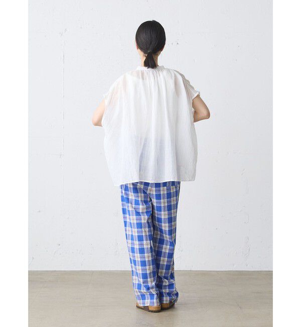 MidiUmi「MidiUmi ラミーギャザーノースリーブシャツ」|シャツ・ブラウス|