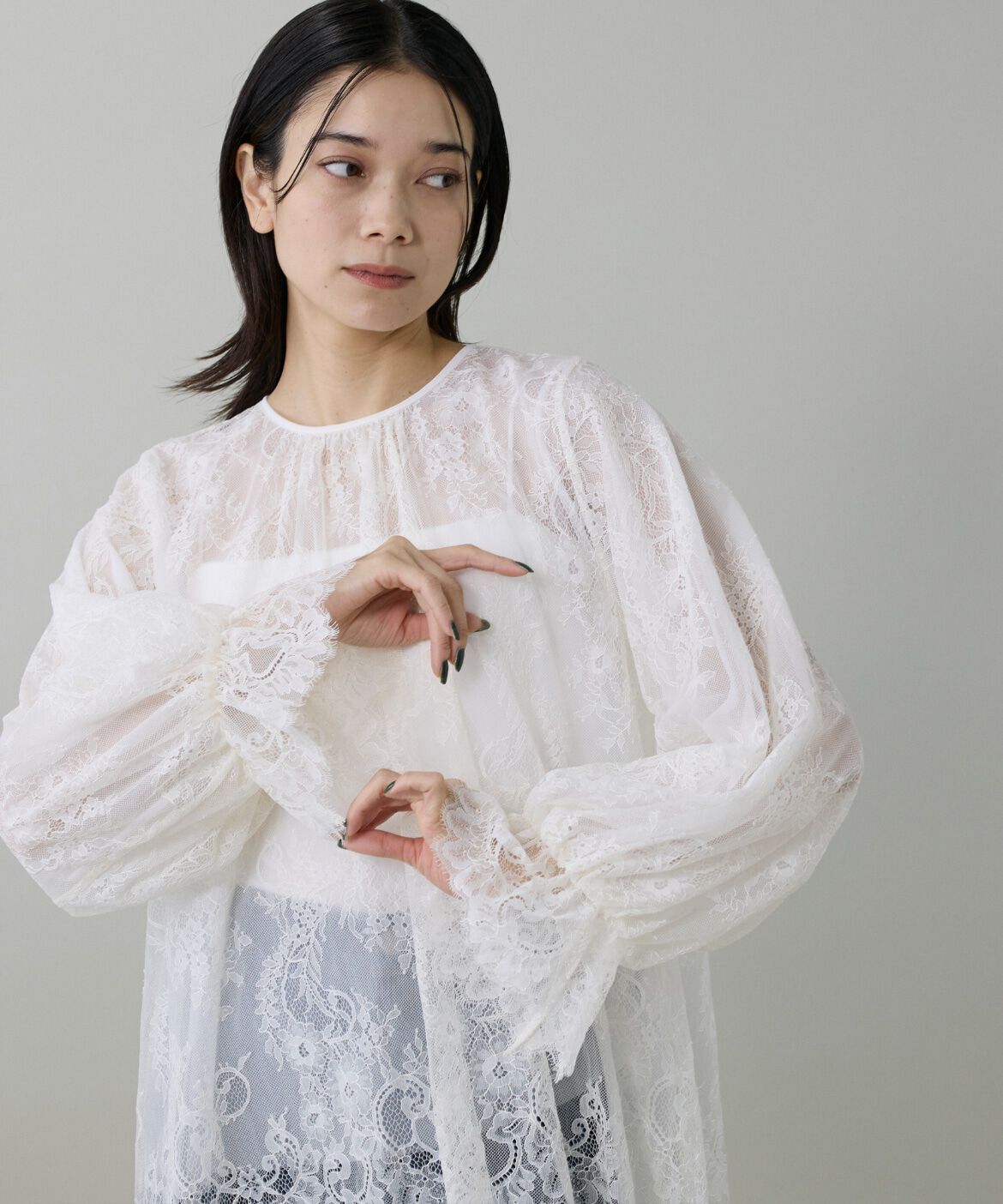 INED「《大きいサイズ》レースブラウス」|シャツ・ブラウス|