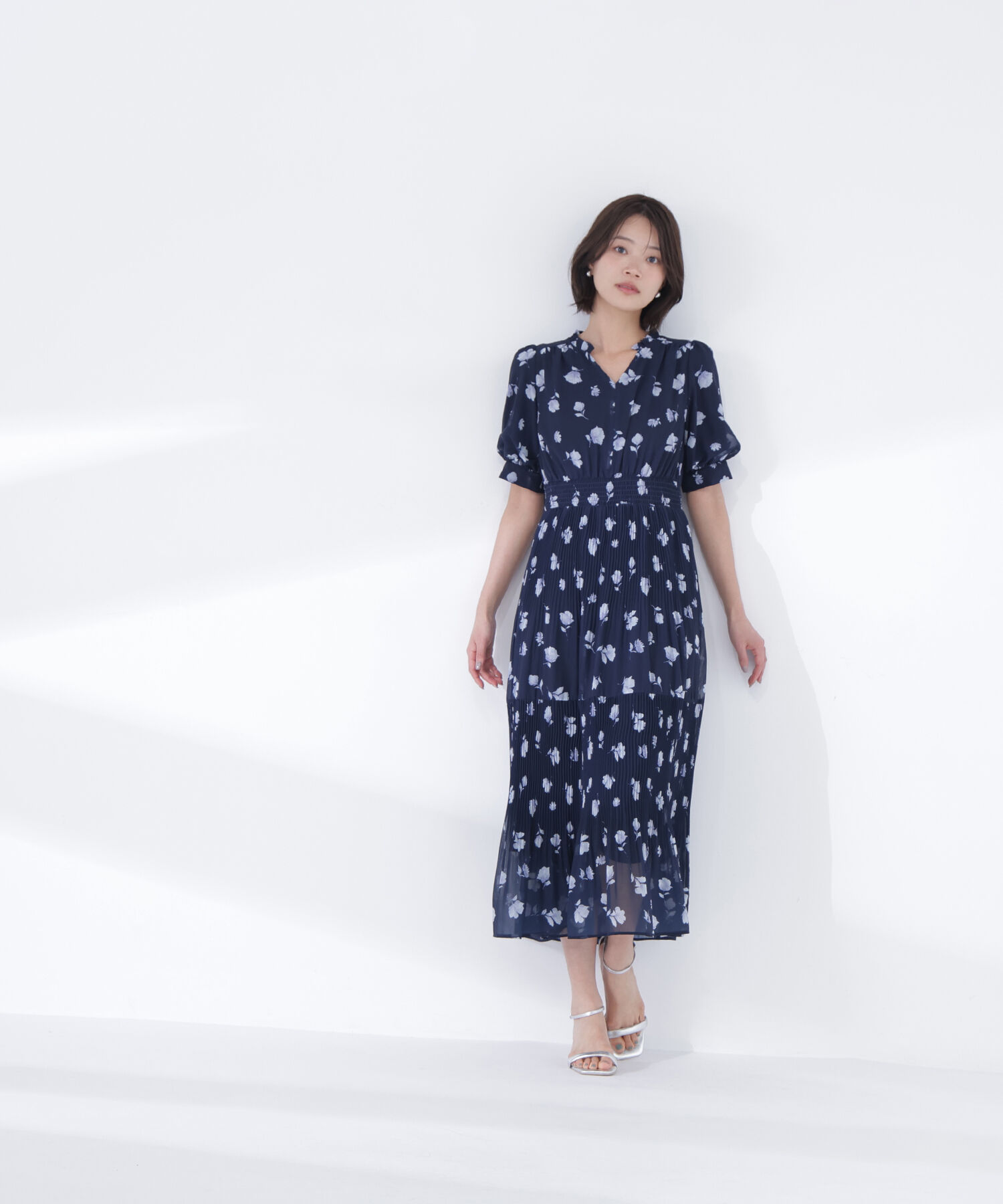  「ぼかしフラワープリントワンピース」|ワンピース|