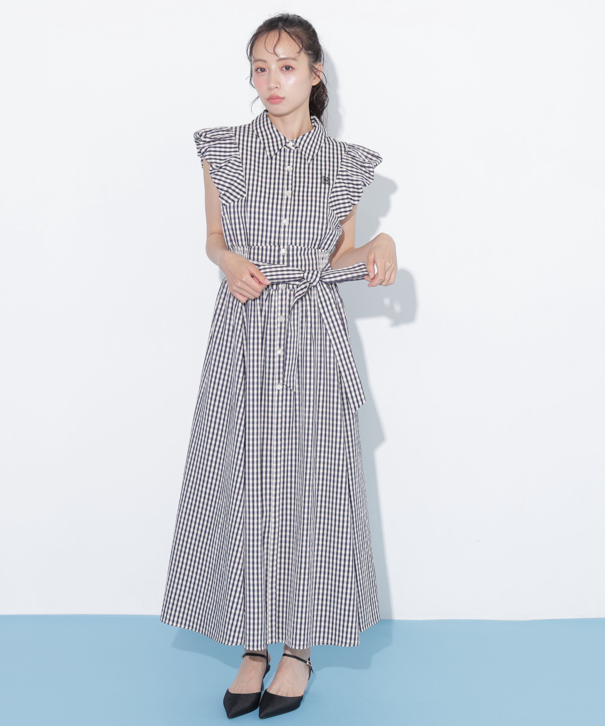  「袖バルーンシャツワンピース」|ワンピース|