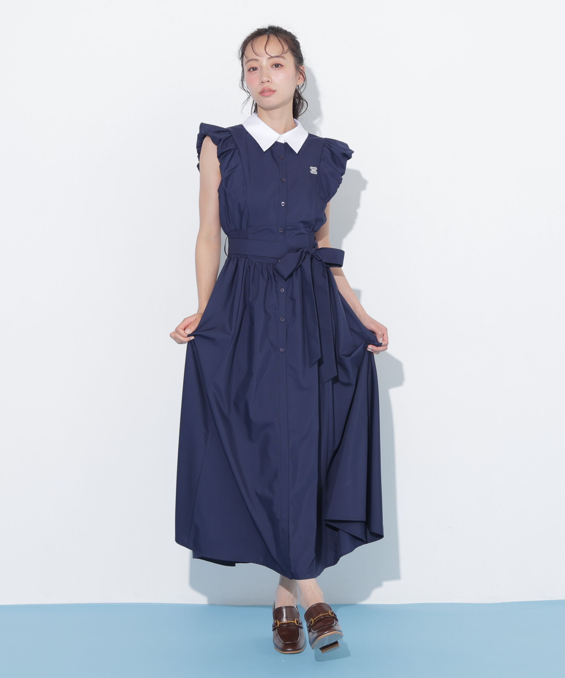  「袖バルーンシャツワンピース」|ワンピース|
