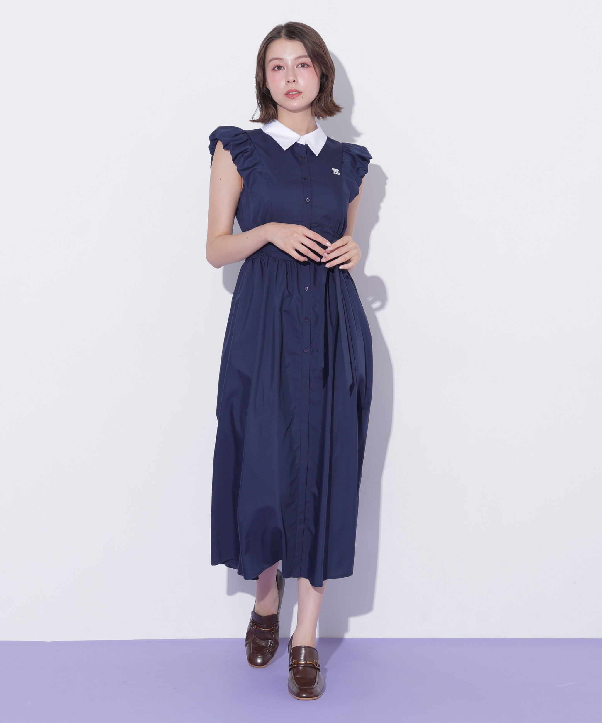  「袖バルーンシャツワンピース」|ワンピース|