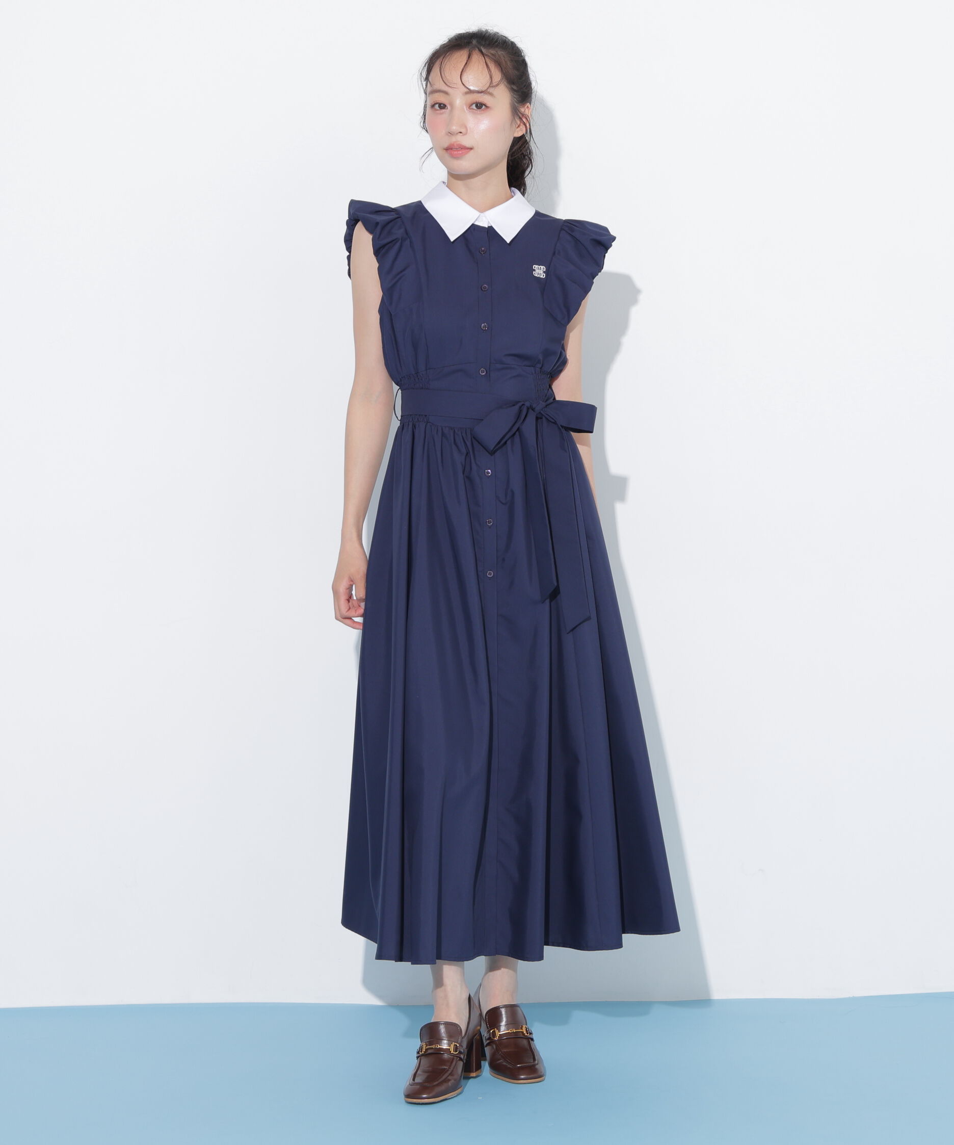  「袖バルーンシャツワンピース」|ワンピース|