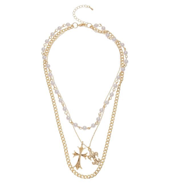 EVRIS「CROSS PEARL CHAIN 3連 ネックレス」|ネックレス|