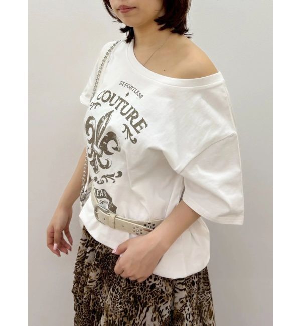 EVRIS「ワンショルグラフィックピグメントＴシャツ」|Tシャツ・カットソー|