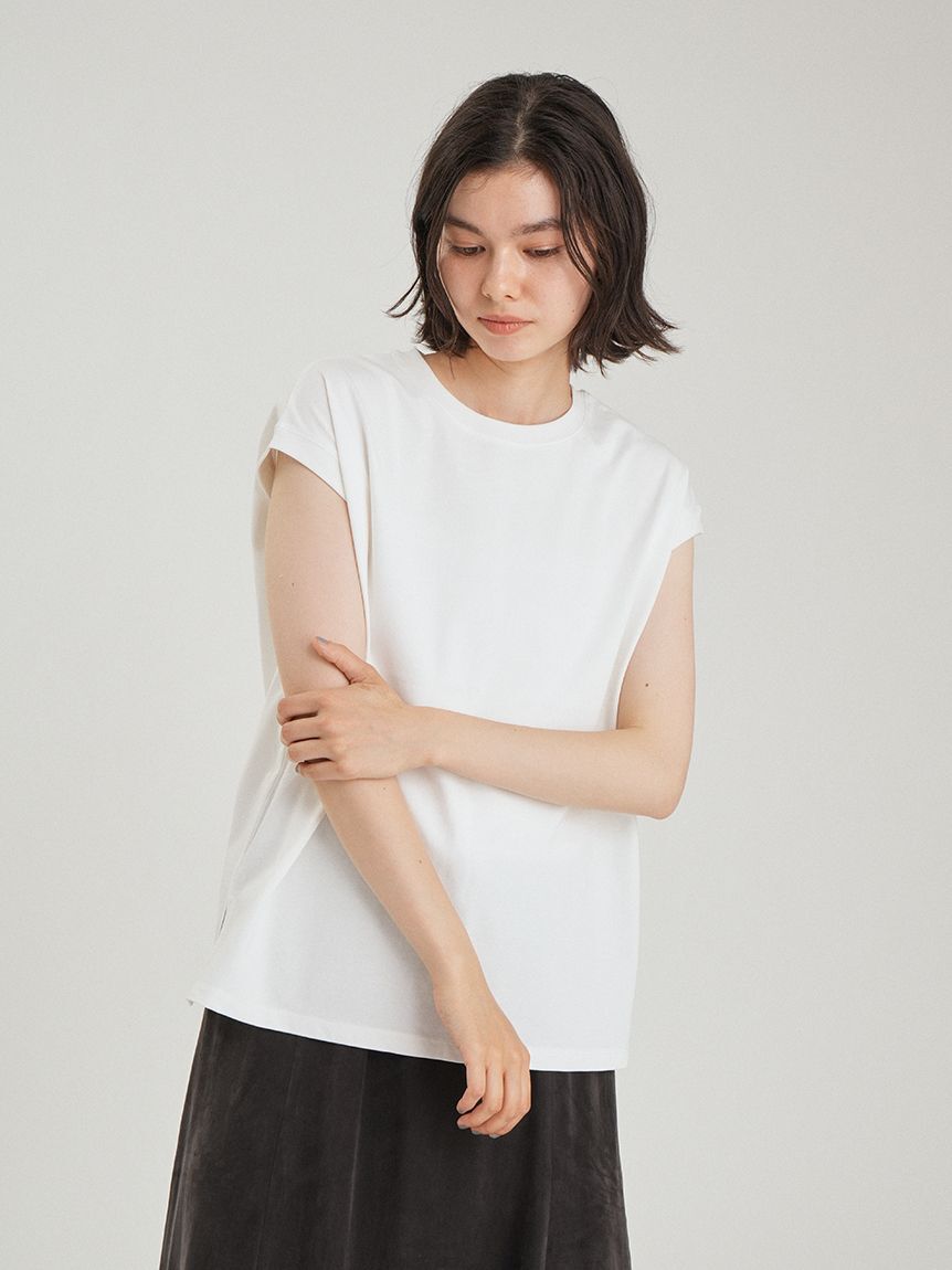 Mila Owen「【接触冷感】ハイラインフレンチスリーブカットＴＯＰＳ」|Tシャツ・カットソー|