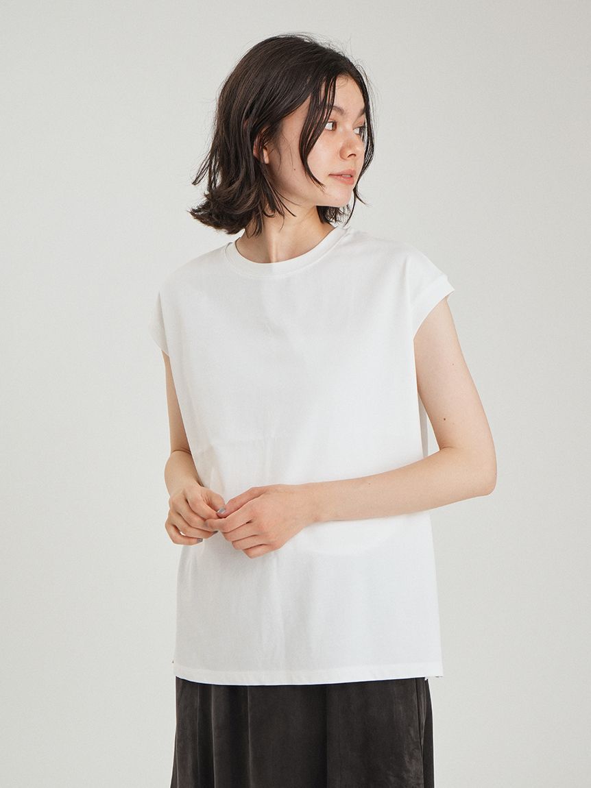 Mila Owen「【接触冷感】ハイラインフレンチスリーブカットＴＯＰＳ」|Tシャツ・カットソー|