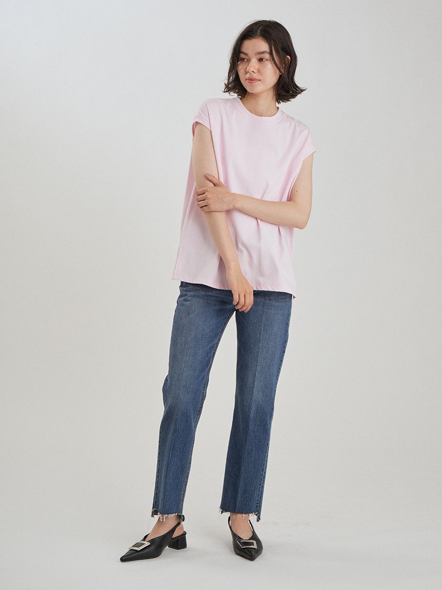 Mila Owen「【接触冷感】ハイラインフレンチスリーブカットＴＯＰＳ」|Tシャツ・カットソー|