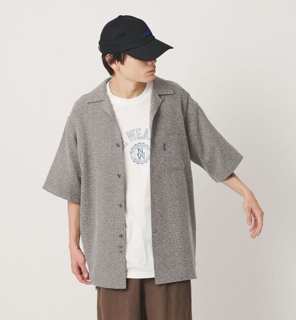 NICE WEATHER「＜NICE WEATHER＞チェックオーバー ショートスリーブ シャツ」|シャツ・ブラウス|MD.GRAY
