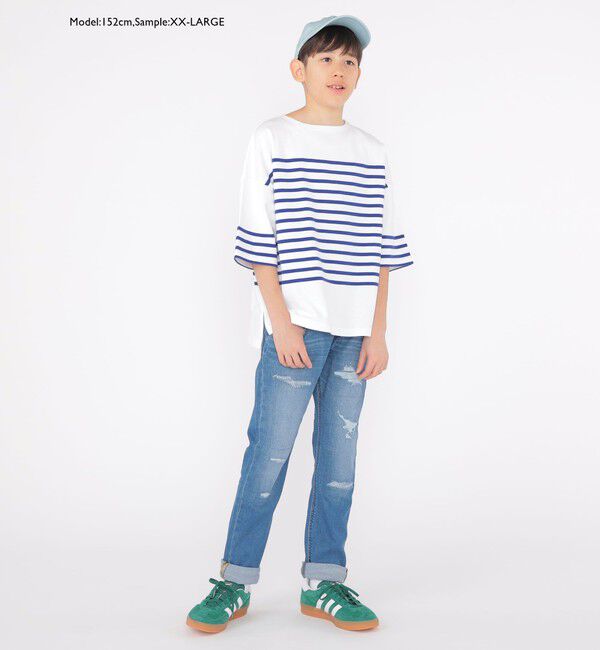 SHIPS KIDS「SHIPS KIDS:100～170cm / パネル ボーダー 半袖 TEE」|Tシャツ・カットソー|