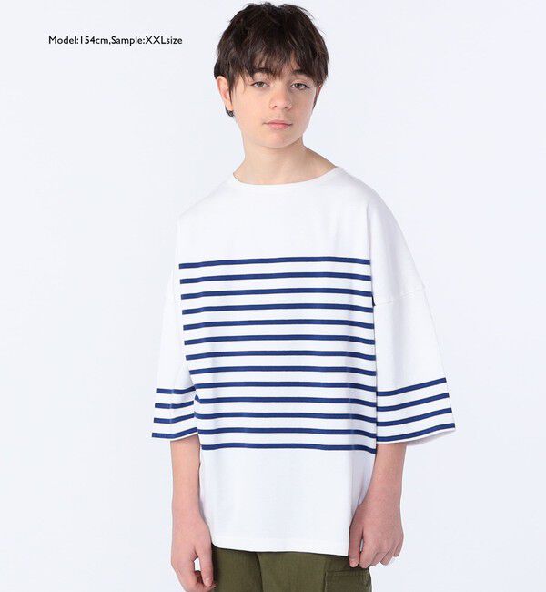 SHIPS KIDS「SHIPS KIDS:100～170cm / パネル ボーダー 半袖 TEE」|Tシャツ・カットソー|