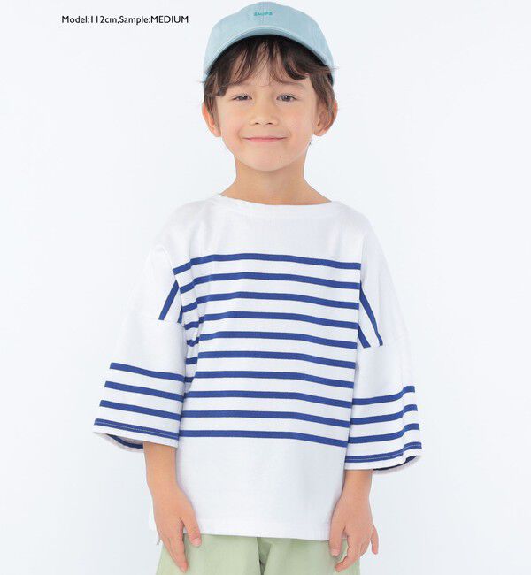 SHIPS KIDS「SHIPS KIDS:100～170cm / パネル ボーダー 半袖 TEE」|Tシャツ・カットソー|