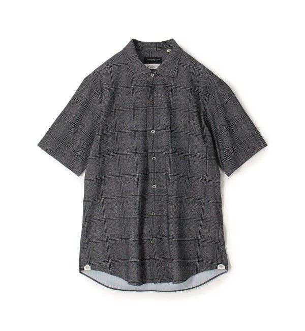 TOMORROWLAND MENS「ナイロンストレッチジャージー ワイドスプレッドカラー半袖シャツ CANCLINI」|シャツ・ブラウス|18 ブラック系