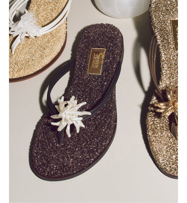 GRISE「《WEB+一部店舗限定》GRISE SEA MOTIF トングサンダル」|サンダル|ブラウン