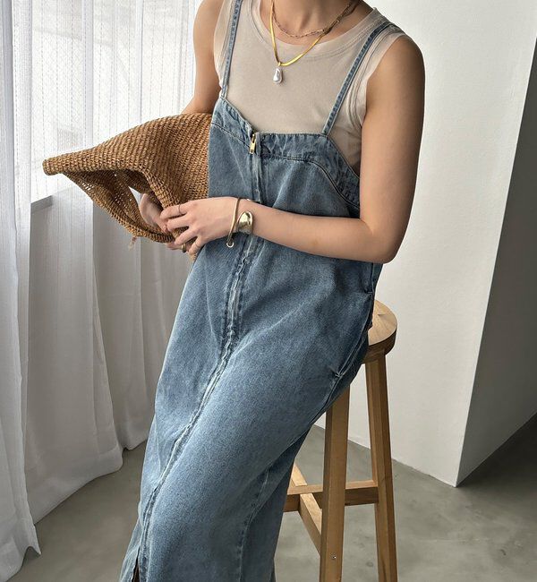 DouDouリヨセルデニムジャンスカ　38 DouDou（ドゥドゥ） ワンピース リヨセルデニムジャンスカ : ZOZOTOWN