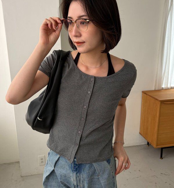  「【マルチWAY】ホルターキャミSETカーディガン」|Tシャツ・カットソー|グレー