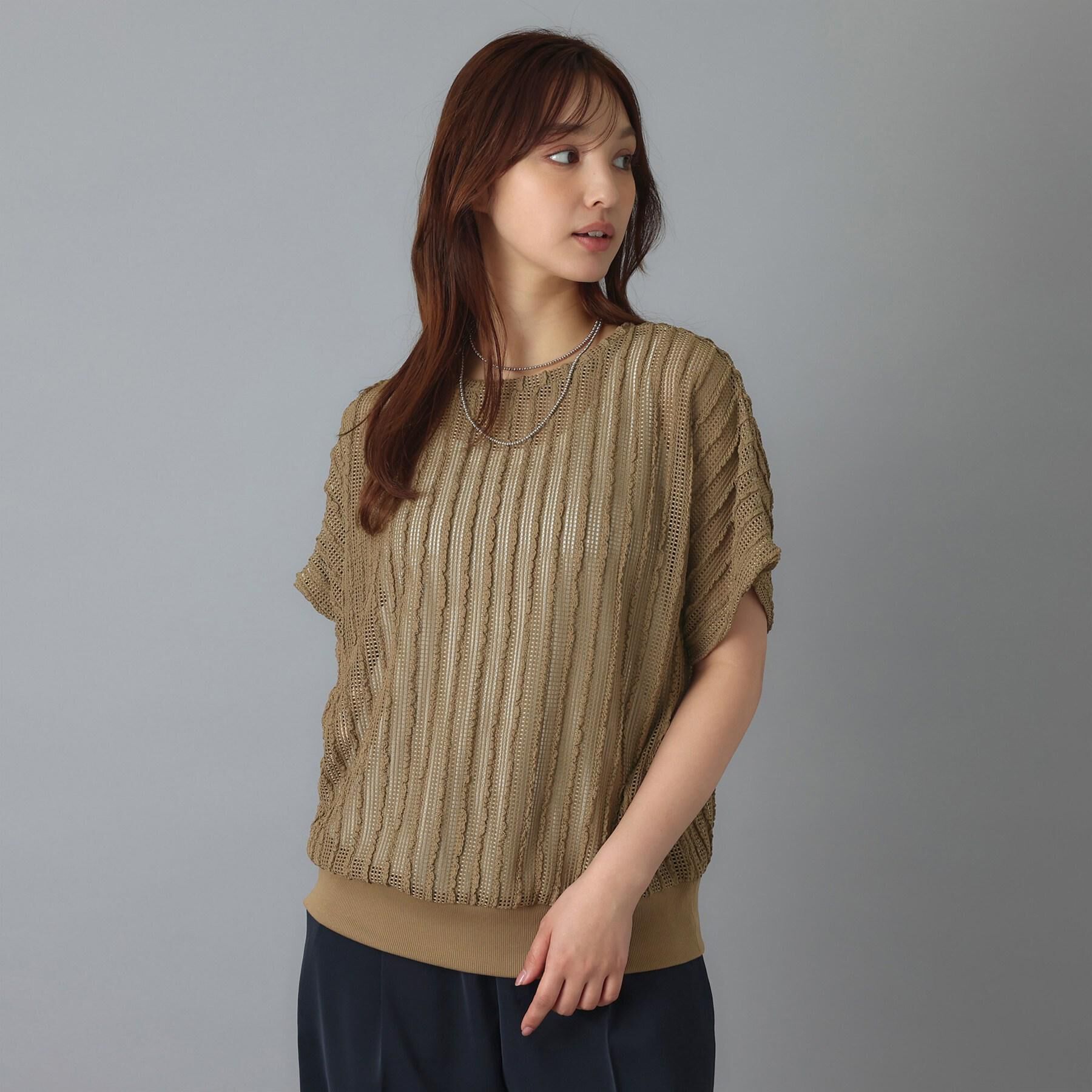 DRESSTERIOR「【体系カバー/日除け】ドルマンスリーブ シアーメッシュプルオーバー」|Tシャツ・カットソー|
