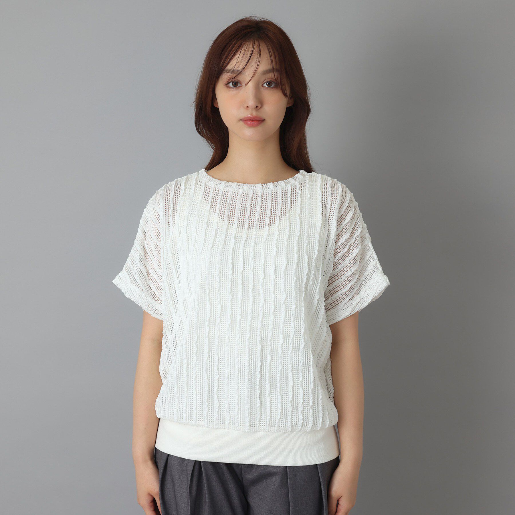 DRESSTERIOR「【体系カバー/日除け】ドルマンスリーブ シアーメッシュプルオーバー」|Tシャツ・カットソー|