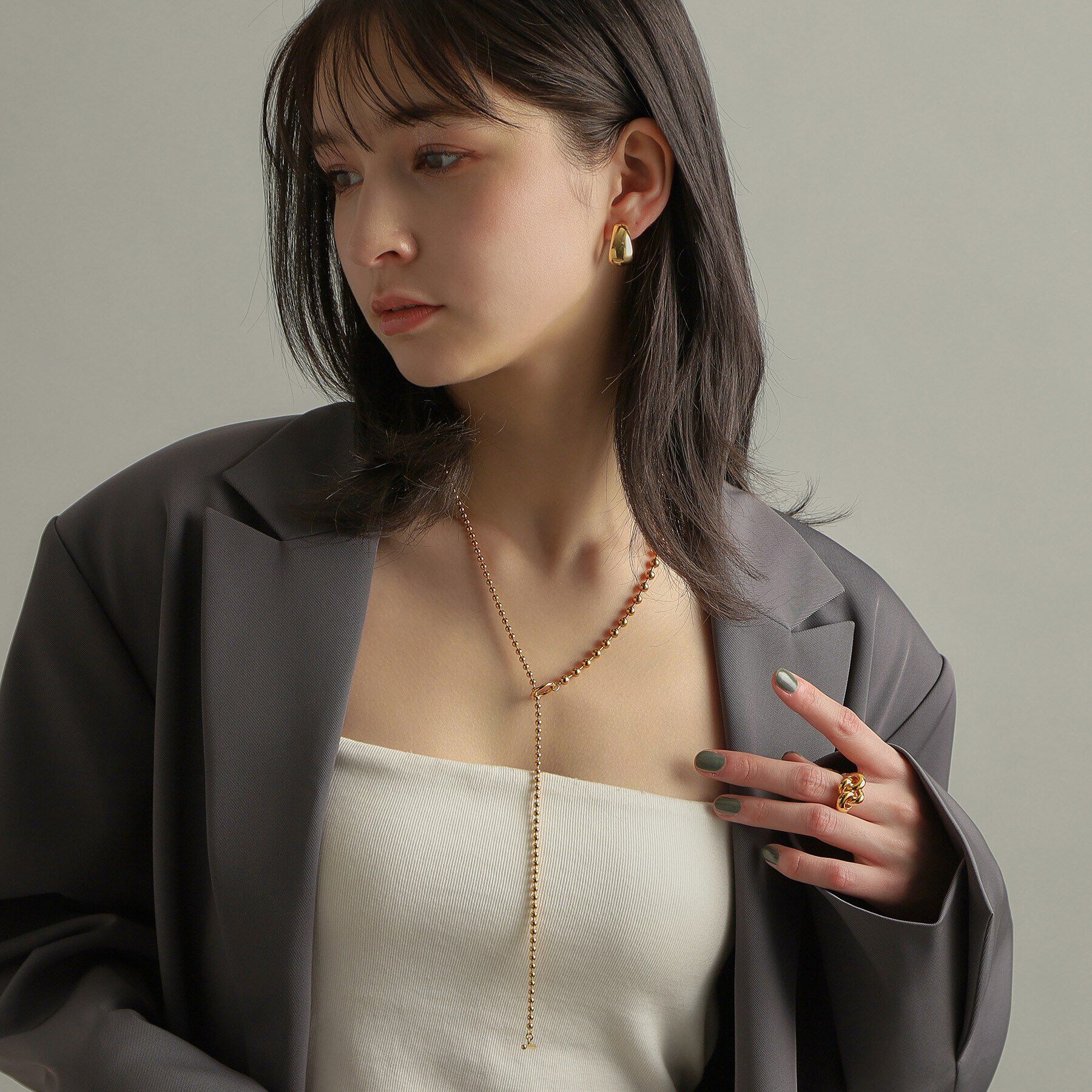 COCOSHNIK ONKITSCH「シルバー ホロウフープ ドロップピアス GP」|ピアス|