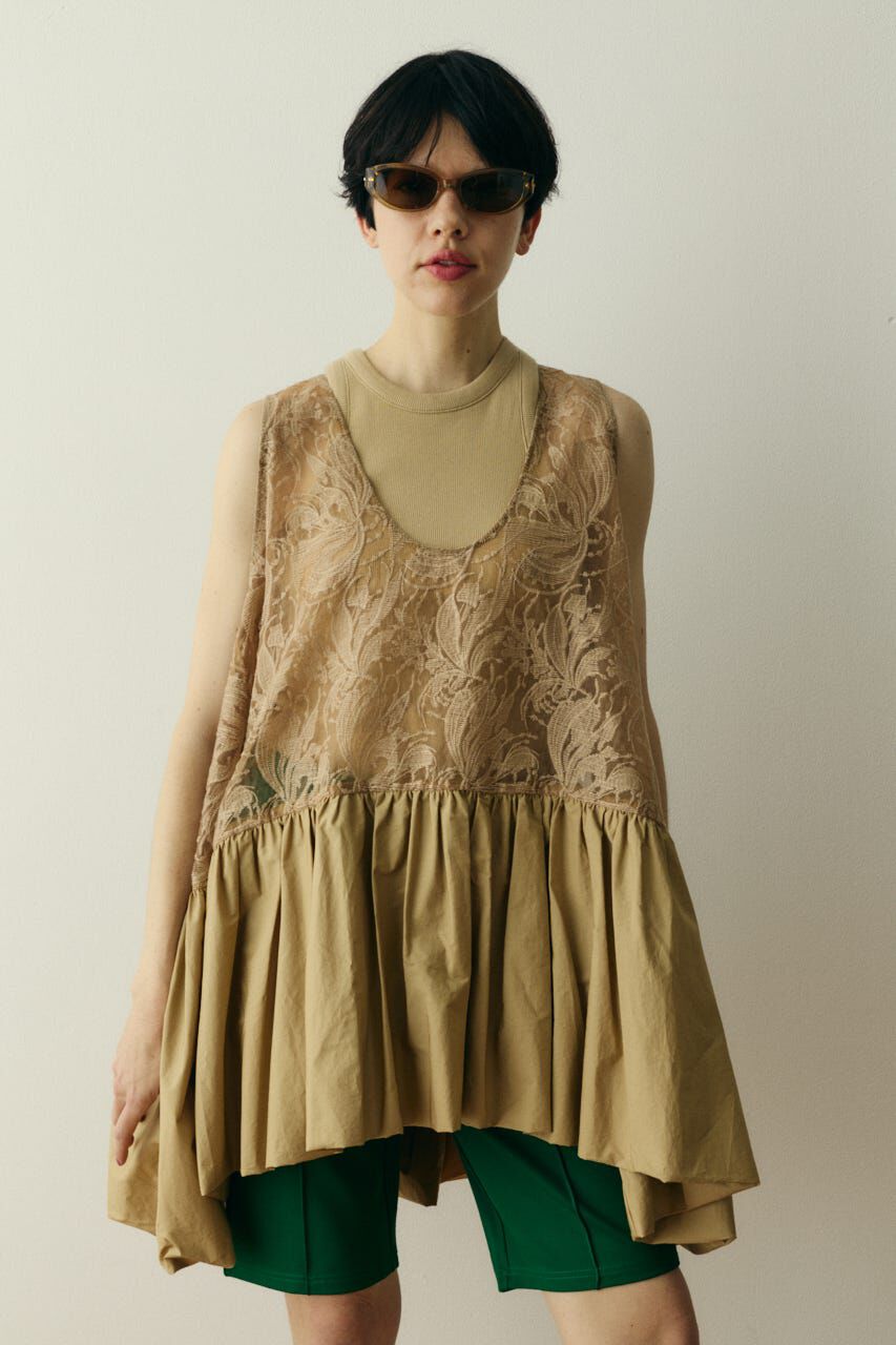 HeRIN.CYE「Lace flare tunic」|シャツ・ブラウス|BEG