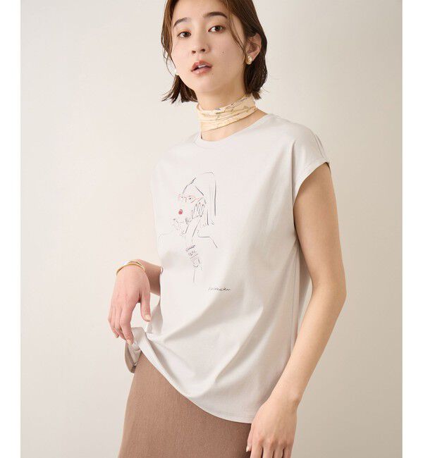 ROPE「【YUKO SAEKI for ROPE&rsquo;・コラボレーション】フレンチスリーブプリントTシャツ/イージーケア」|Tシャツ・カットソー|