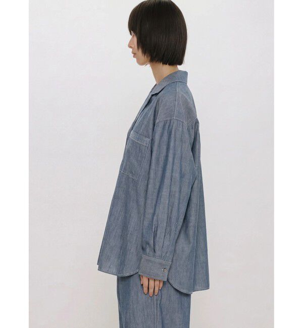 MIDIUMISOLID「MIDIUMISOLID for Ladies シアーデニムオープンカラーシャツ(BLEACH)」|シャツ・ブラウス|