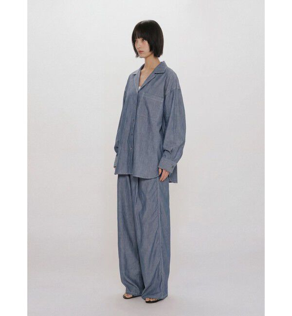 MIDIUMISOLID「MIDIUMISOLID for Ladies シアーデニムオープンカラーシャツ(BLEACH)」|シャツ・ブラウス|