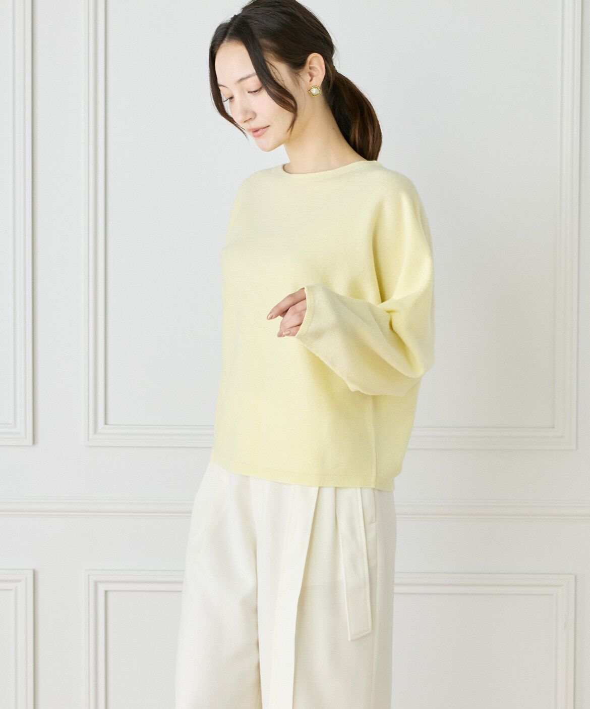 INED「《大きいサイズ》カシミヤ混ドルマンスリーブニット《WEB限定カラー》」|ニット・セーター|