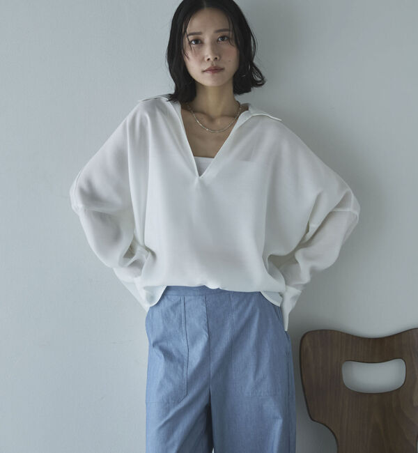Doux archives「麻調シアースキッパーブラウス」|シャツ・ブラウス|