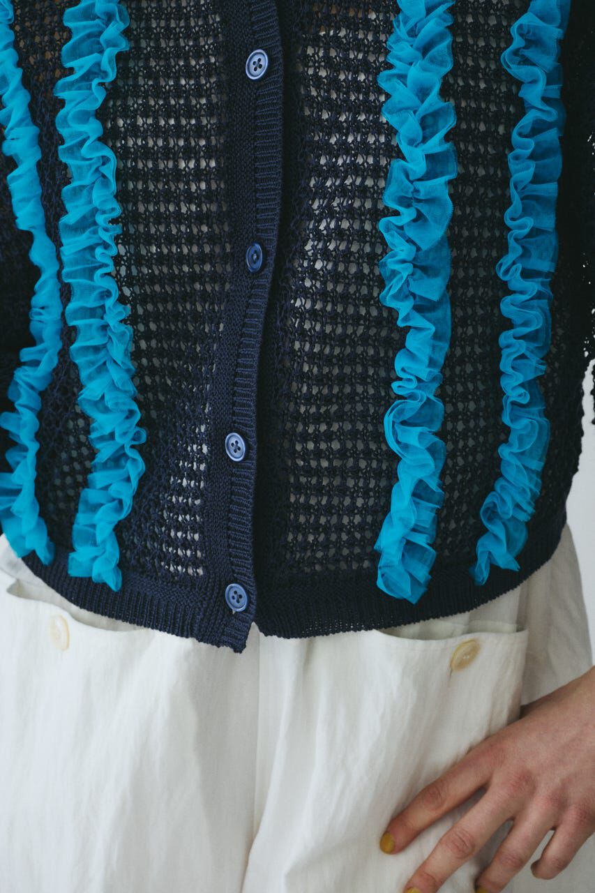 HeRIN.CYE「Frill mesh cardigan」|カーディガン|