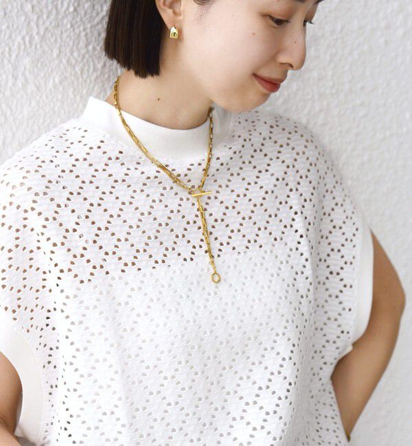 SHIPS for women「《一部追加予約》【WEB限定】〈手洗い可能〉アイレット クルーネック プルオーバー」|Tシャツ・カットソー|