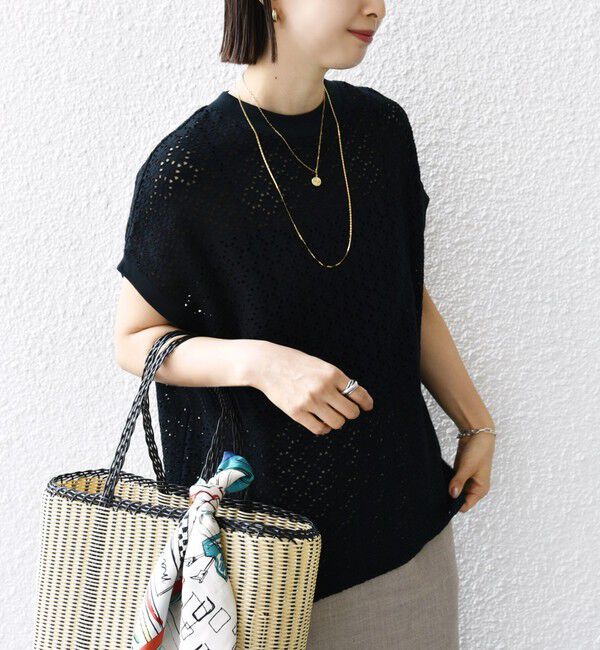 SHIPS for women「《一部追加予約》【WEB限定】〈手洗い可能〉アイレット クルーネック プルオーバー」|Tシャツ・カットソー|