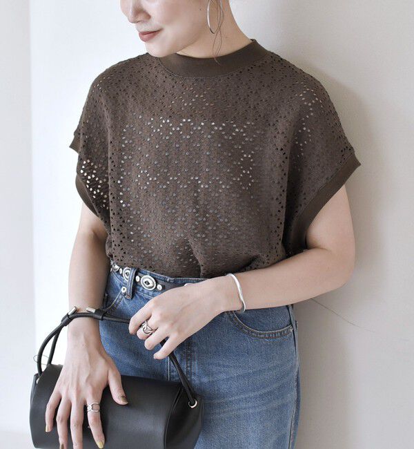 SHIPS for women「《一部追加予約》【WEB限定】〈手洗い可能〉アイレット クルーネック プルオーバー」|Tシャツ・カットソー|