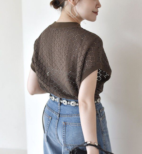 SHIPS for women「《一部追加予約》【WEB限定】〈手洗い可能〉アイレット クルーネック プルオーバー」|Tシャツ・カットソー|