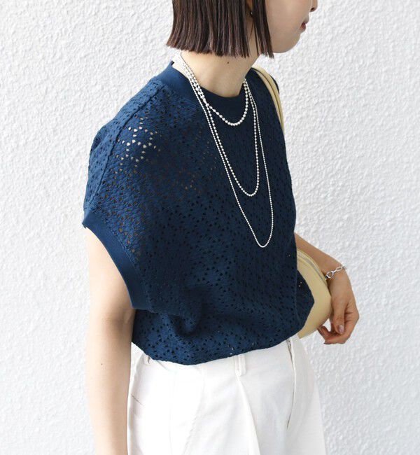 SHIPS for women「《一部追加予約》【WEB限定】〈手洗い可能〉アイレット クルーネック プルオーバー」|Tシャツ・カットソー|