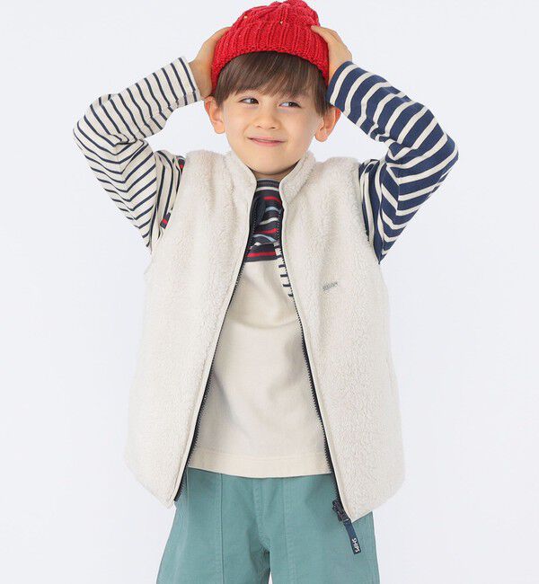 SHIPS KIDS「SHIPS KIDS:100～130cm /〈撥水/手洗い可能〉ボア リバーシブル ベスト」|ダウンベスト・ベスト|ナチュラル