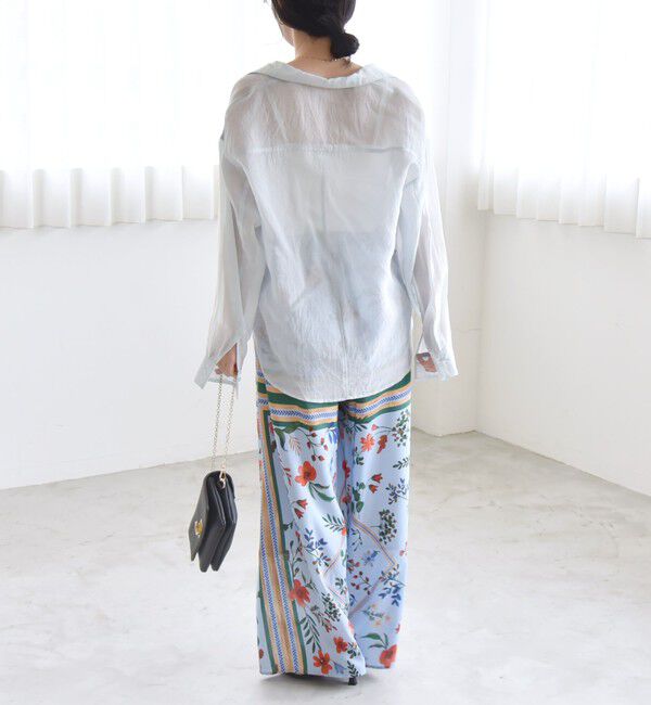 quaranciel「quaranciel:〈手洗い可能〉SPRINTEX フラワーパネル柄 スカーフ ワイド パンツ」|その他|