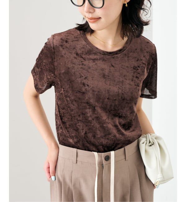 SLOBE IENA「《予約》メッシュベロアプルオーバー」|Tシャツ・カットソー|