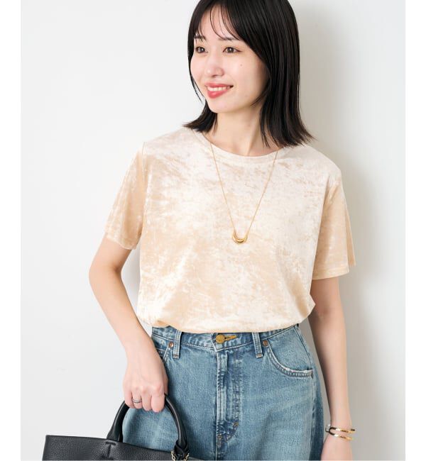 SLOBE IENA「《予約》メッシュベロアプルオーバー」|Tシャツ・カットソー|ナチュラル