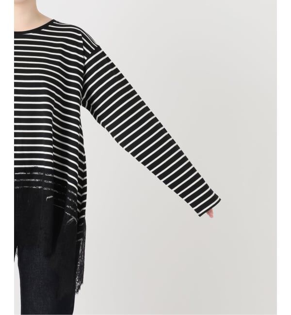 SLOBE IENA「《シリーズあり/予約》レースコンビボーダーカットソー」|Tシャツ・カットソー|