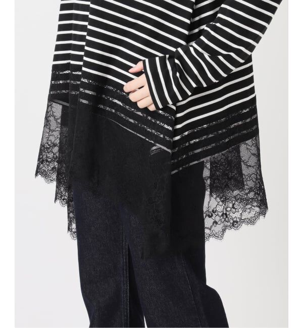 SLOBE IENA「《シリーズあり/予約》レースコンビボーダーカットソー」|Tシャツ・カットソー|