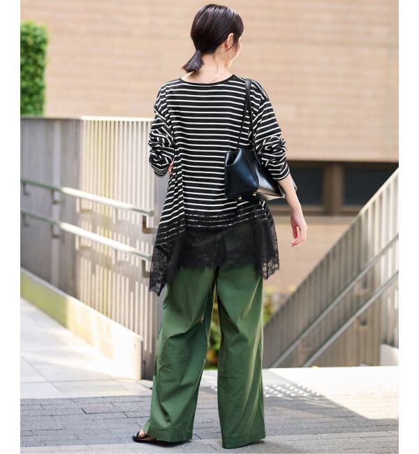 SLOBE IENA「《シリーズあり/予約》レースコンビボーダーカットソー」|Tシャツ・カットソー|