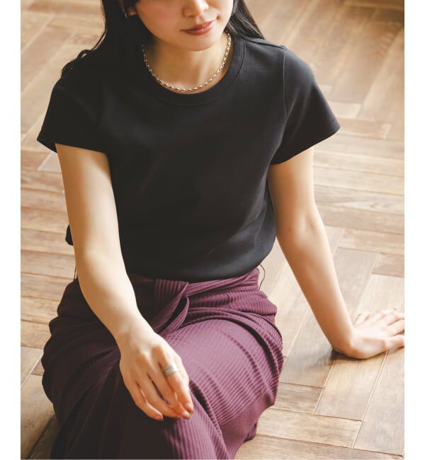 NOBLE「《追加・WEB限定カラー》スビンコットンスムースコンパクトTシャツ2」|Tシャツ・カットソー|ブラック