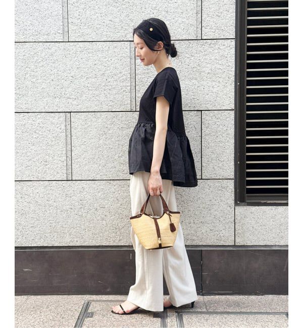  「【洗える】TORRAZZO DONNA/トラッゾドンナ シアーチェックコンビペプラムプルオーバー」|Tシャツ・カットソー|
