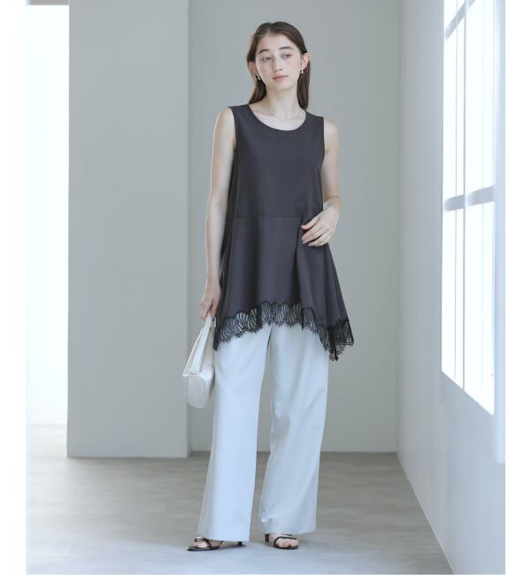 「《追加》【洗える】CHIGNON/シニヨン ヘムレースサテンタンク」|シャツ・ブラウス|