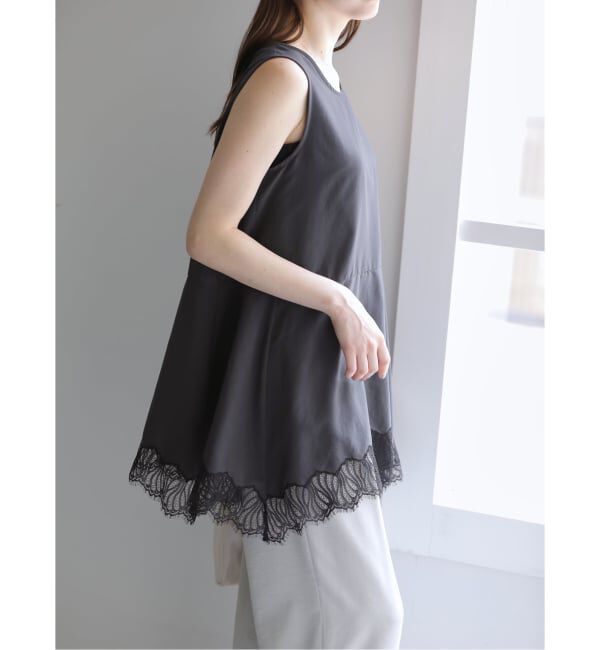  「《追加》【洗える】CHIGNON/シニヨン ヘムレースサテンタンク」|シャツ・ブラウス|